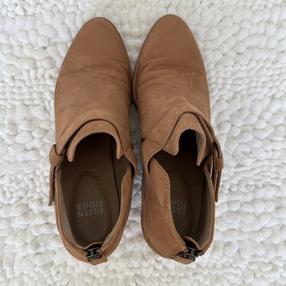 EILEEN FISHER Ives leather booties size 7 brown tan zipper - Picture 4 of 7